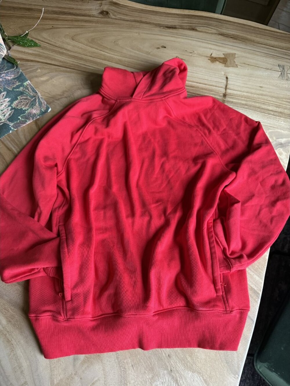 Fabletics Red Mock Neck Fleece Pullover Sweatshirt Size M